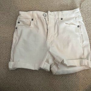 American Eagle High waisted denim shorts- white